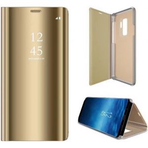 Sansh-Coque Pour Galaxy S9 Etui,Flip Miroir Coque Dur Pc Plastique Housse Plating Case Façade Semi Transparante Standing View Cover Pour Galaxy S9,Or - Neuf