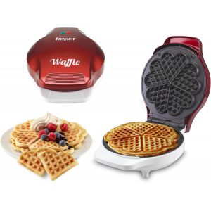 lbgwp60-Bt603Y - Gaufrier, Appareil À Gaufres, 5 Gaufres À La Fois, Plaque Antiadhésive De 18Cm, 800-1000W - Rouge/Blanc - Neuf