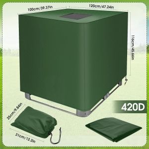 ASFASFq-Bache pour Cuve 1000L, Housse de réservoir IBC 420D avec Fermeture Éclair, Housse de Protection IBC avec Fermeture, Anti-UV Anti-Poussière Bache de Reservoir d'eau, 120x100x116cm (Vert) - Neuf