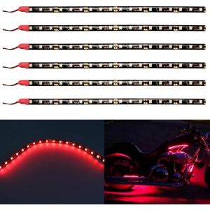 - Lot De 6 30Cm 11.8 "Rouge 5050 18Smd Led Dc 12V Bande Étanche Sous La Caisse Pour Motos Bateau Atmosphère Décoration Lumière Bande Flexible Connectable - Neuf