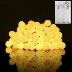JGD-Guirlande lumineuse &agrave; 50 LED en forme de boule de 5 m, fonctionne avec piles, 2 modes d'&eacute;clairage, d&eacute;coration pour &eacute;clairage int&eacute;rieur, lumi&egrave;res de No&euml;l d'int&eacute;rieur &agrave; louer, maison, f&ecirc;te, - Neuf