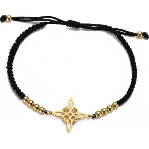 Eryi-Bracelet De N?uds De Sorcières Pour Femmes Hommes En Acier Inoxydable Magie Sorcellerie N?ud De Sorcière Avec Une Perle Tissage Coloré Ajustable Bijoux Wiccan - Neuf