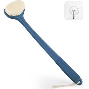 Brosse À Récurer Pour Le Dos De La Douche,Du Bain Avec Manche Antidérapant De 43,2 Cm De Long,Brosse Humide Et Sèche,Brosse Pour Le Corps,Brosse Pour Le Dos Pour Homme Et Femme,Bleu - Neuf