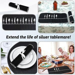 Sacs de rangement argentés,tissu de rangement argenté,organisateur de couverts en feutre - Neuf