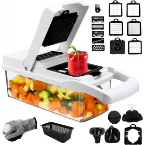 23 In 1 Multifunctional Vegetable Cutter,Manual Vegetable Cutter With 12 Replaceable Blades,Stainless Steel Vegetable Slicer,Professional Kitchen Mandolin For Tomatoes,Carrots,Onions - Neuf