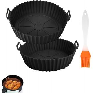 Paquet de 2 Moule Silicone Air Fryer,Plat pour air fryer pour Friteuse &agrave; Air de 8 Pouces Sont s Plat Air Fryer,Accessoires Air Fryer pour COSOR,Ninj,Towe,avec pinceau patisserie - Neuf