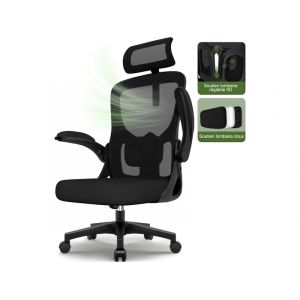 Chaise bureau, chaise de bureau ergonomique , fauteuil de bureau, office chair, siege bureau, capacité de charge de 150 kg, accoudoirs rabattables à 90° et soutien du dossier réglable - Neuf