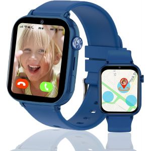 4G Montre Connect&eacute;e Enfant, Montre GPS Enfant Tracker avec Appel Vid&eacute;o SIM Chat Vocal SOS R&eacute;veil Jeux Mode Scolaire &Eacute;tanche IP68, Montre Telephone EnfantCadeau pour Filles et Gar&ccedil;ons - Neuf
