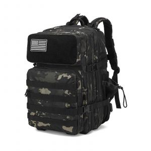 Sac &Agrave; Dos Tactique Militaire Pour Hommes Et Femmes, Grand Sac &Agrave; Dos De 45 L, Sac D'assaut Militaire De 3 Jours, Sacs &Agrave; Dos Molle (Camouflage Noir) - Neuf