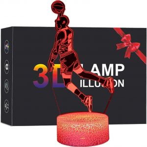 Basketball 3d Led Illusion Lampe Slam Dunk Veilleuse Pour Enfants T&eacute;l&eacute;commande Et Smart Touch 16 Couleurs Changeant Tir Un Panier Jouets Cadeaux - Neuf