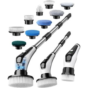 Ulteronixshop-Brosse Rotative Nettoyage avec 9 t&ecirc;tes Manche Extensible 2 Vitesses, Batterie 3000mAh Brosse Nettoyage Electrique &eacute;tanche IPX8 pour Salle de Bain, Cuisine et Voiture - Neuf