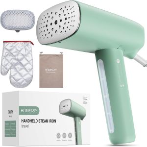 MEVRONISSHOP-D&eacute;froisseur Vapeur Portable, D&eacute;froisseur de Voyage 800W 110ML, Garment Steamer L&eacute;ger Chauffage Rapide pour &Eacute;liminer Plis de Tissu Facilement, Vert Menthe - Neuf