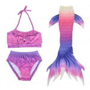 Maillot De Bain Trois Pieces Pour Filles, Bikini Sea Maid, Maillot De Bain Creatif Pour Enfants Avec Queue De Poisson (130) - Neuf