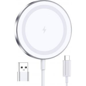 Thef-Chargeur Sans Fil Pour Iphone 16, Chargeur Magnétique Mag-Safe, Chargeur Induction Rapide Vers Usb-C Pour Iphone 15/15 Pro/15 Pro Max/15 Plus/ 14/13/12 Série, Station De Charge Pour Air-Pods 3 2 - Neuf