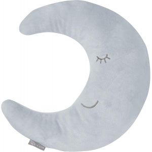 Kalanka-Coussin Décoratif Pour Chambre D'enfant En Forme De Lune Style - 30 X 25 Cm - Oreiller Bébé En Peluche - Visage Souriant Brodé - Bleu Clair - Neuf