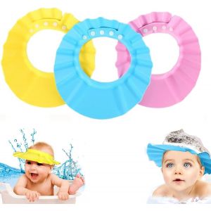 Douche De Bébé Chapeau, 3pcs Baby Shower Cap Réglable, Visière De Bain Chapeaux De, Shampooing Protection Pour Se Protéger Les Yeux Lorsque Le Shampooing Adapté Pour Les Enfants - Neuf