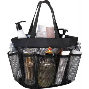 BHHBB-Sac de Douche Pliable Portable Avec Poignée, Sac de Plage Multifonction en Maille Avec 8 Compartiments pour le Camping le Rangement à la Maison pour Articles de Toilette Vêtements (Noir) - Neuf