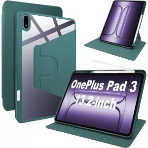 Case Pour Oneplus Pad 3 Coque Avec Emplacement Pour Stylo & Support Rotatif,Cuir Pu + Acrylique Transparent - Neuf