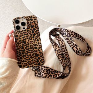 KALANKA-Cha&icirc;ne pour t&eacute;l&eacute;phone portable Compatible avec iPhone 13 Pro Max - Housse avec cordon de serrage en forme de l&eacute;opard - Protection en silicone souple de 6,7 pouces,Cordon de cou l&eacute;opard pour - Neuf