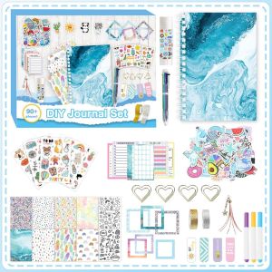 Sjzg-153 Pcs Kit Scrapbooking Enfant Diy Bullet Journal Scrapbooking Materiel Kit Avec Autocollant Scrapbooking Accessoires Set Stickers Scrapbooking Cadeau Fille 8 9 10 11 12 13 Ans Ado-Bleu - Neuf