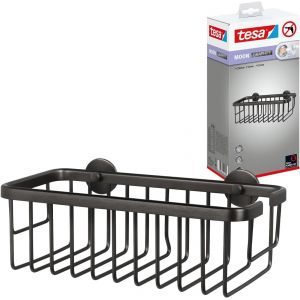 CAUC-tesa Moon Etag&egrave;re de Douche Autocollante, Graphite Bross&eacute; - Etage Unique et Extra Profond - Etag&egrave;re de Douche en M&eacute;tal, Rev&ecirc;tement PVD - sans Per&ccedil;age avec Solution Adh&eacute;sive - 92 mm x 250 mm x 12 - Neuf