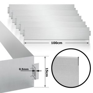 Cl&ocirc;ture De Pelouse Flexible Bordure De Jardin Bordure De Pelouse Bordure De Gazon Galvanis&eacute; M&eacute;tal 100x15cm 15m - Neuf