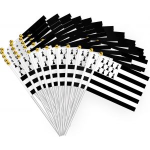MEVRONISSHOP-50pcs Drapeau Bretagne 14x21cm Petit Drapeau Ondulant Breton Mini Breton Flags Fran&ccedil;ais C&eacute;l&eacute;bration Coupe du Monde Parade Supplies Match Cheer Waving Flag Garden Party Decoration - Neuf
