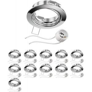 KAL-12 Pièces Cadre D'Encastrement Pour Plafond Fere Cadre D'Encastrement Chromé Pivotant (Led/Halogène/Gu10/Mr16/Par16/50Mm) Incl. Douille Gu10 - Neuf