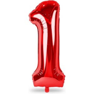 SJZG-Grands Ballons Rouges En Forme De Chiffres Pour Femmes - 101,6 Cm - Grand Format - Num&eacute;ro 1 - Film Aluminium Mylar - Auto-Gonflant - Ballons Num&eacute;ros 0-9 - Pour Femmes Et Gar&ccedil;ons - Pour Gar&ccedil;ons F - Neuf