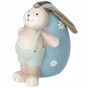 KADAX Figurine de lapin de P&acirc;ques avec ?uf, c&eacute;ramique - Neuf