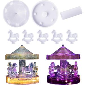 Moules En R&eacute;sine &Eacute;poxy - Carrousel En Silicone - Moule En R&eacute;sine &Eacute;poxy - Moule En Silicone - Bricolage Pour Couler De La R&eacute;sine - Carrousel 3d - D&eacute;coration De Bureau - Cadeau - Neuf