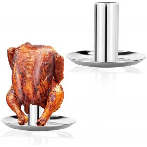 Ulteronixshop-R&ocirc;tissoire &agrave; poulet en acier inoxydable, bo&icirc;te &agrave; bi&egrave;re pour barbecue &agrave; poulet, cocotte &agrave; volaille d&eacute;montable avec bac d'&eacute;gouttement (1 pi&egrave;ce) - Neuf