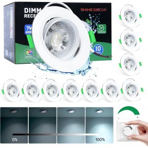 Kal-Spot Led Encastrable, Blanc Froid 6000k Spot Led Dimmable, Spot Salle De Bain,Spot Dimmable Led,Spot À Led Pour Plafond, Lumières Encastrées À Led Pour Chambre À Coucher Cuisine, Lot De 10 - Neuf