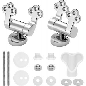 2PCS Charniere Abattant WC avec Syst&egrave;me d'Abaissement Automatique, Fixation Abattant WC Charni&egrave;re de Si&egrave;ge de Toilette Convient &agrave; Toutes Sortes de Styles de Toilettes - Neuf