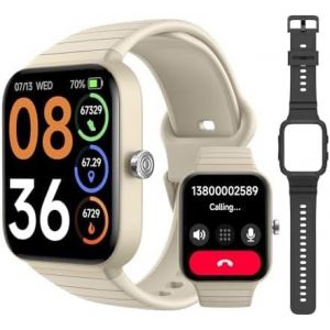 V7 Cyber Montre Intelligente Avec Tracker D'Activit&eacute;, Gps Et Oxyg&egrave;ne Sanguin Pour Hommes Et Femmes, Moniteur De Fr&eacute;quence Cardiaque, &Eacute;tanch&eacute;it&eacute; Ip68, Compatible Avec Android, Ios &iquest; Beige - Neuf