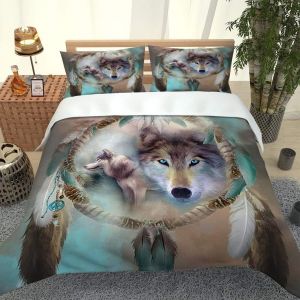 Housse De Couette X Cm - Parure De Lit Personnes - Housse Couette D Attrape-R&iquest;&ordm;ves Animal Loup Avec Fermeture &iquest;&iquest;Clair - Sets De Housse Couette - Neuf