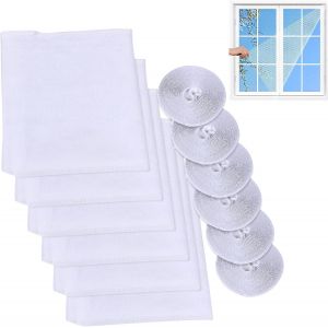 6 Pcs Moustiquaire Fenêtre Écran,Filet Écran Insecte,Moustiquaire Fenêtres Filet Écran Insecte Avec Ruban Adhésif,Pour Bureau Maison,Avec 6 Auto-Rubans Adhésifs 130 * 150cm(Blanc) - Neuf