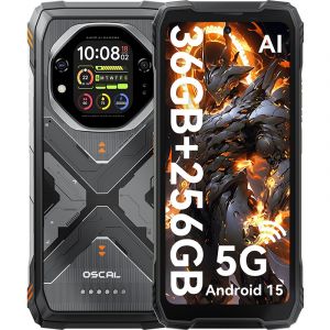 Oscal TANK 1 5G T&eacute;l&eacute;phone Portable Incassable 20000mAh Smartphone Android 15, 6.78" 2.4K 36Go+256Go 64MP NFC Dual SIM GPS - Orange - Neuf