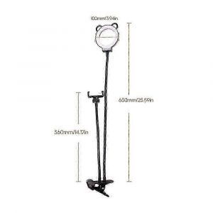 Support de smartphone 2 en 1 &agrave; pince avec lampe selfie, rotation &agrave; 360&deg;, bras long et flexible pour bureau - Neuf