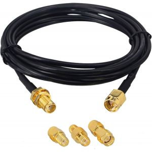Kit Rallonge SMA 3M&Connecteur SMA SMA C&acirc;ble Coaxial RG174 SMA M&acirc;le SMA Femelle 3 M&egrave;tres+3 PCS Adaptateur RF SMA &agrave; SMA pour WiFi Antenne 3G 4G LTE,Antenne d'&eacute;quipement GPS SDR,Antenne Radio - Neuf