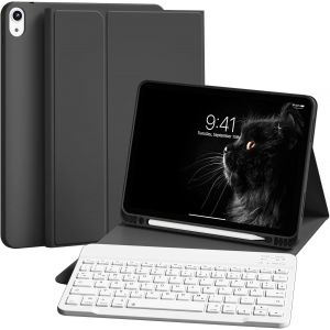 &Eacute;tui de clavier pour iPad Air 11"" M3/M2 (2025/2024), iPad Air 5e/4e g&eacute;n&eacute;ration 2022/2020 10,9 pouces avec porte-stylo, clavier QWERTZ Bluetooth amovible, coque arri&egrave;re en TPU, noir - Neuf