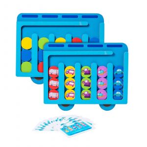 Puzzle coulissant, jouet labyrinthe, casse-tête éducatif précoce, jeu d'association de couleurs, jouet d'apprentissage pour enfants de la maternelle-Bleu - Neuf
