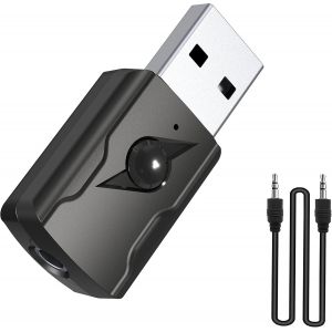 Bluetooth 5.0 Usb Adapter, Bluetooth Stick, Bluetooth Adapter Receiver Audio 5.0 Transmitter With 3.5 Mm Audio Cable For Pc/Tv/Car/Speakers/Mp3/Home Audio System/Headphones - Neuf