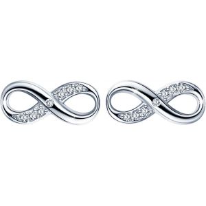 Kalhx-Boucle D'oreille En Argent 925 Le Symbole Infini Clou D'oreille Orné Zircon Cadeau Noël Anniversaire Pour Femme Fille - Neuf
