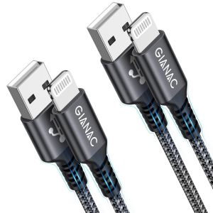TRAHOO-C&acirc;ble iPhone 2M/Lot de 2 [Certifi&eacute;-MFi] Chargeur Nylon Tress&eacute; Charge Rapide pour iPhone 14/13/12/11/Pro/X/XS/XR/8/8 Plus/7/7 Plus/6s/6 Plus/SE/5s - Neuf