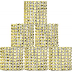 Kalanka-Rond De Serviette De Table Ruban Strass Argent Parure En Bling Pour La D&eacute;coration 50pcs De Diamants D'anniversaire De Mariage Or - Neuf