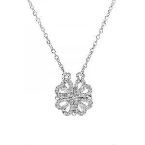 Collier De Trèfle À Quatre Feuilles Magnétique Pliant En Forme De C?ur Chaîne De Clavicule Ouvreur Choker Bijoux Pendentif Suspendu Pour Femmes - Neuf