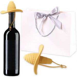 Checarzhn--No1-Bouchon À Vin En Silicone - En Forme De Sombrero Bouchons À Vin Garder Le Vin Frais Réutilisables Bouchon De Bouteille Rigolo Pour Bouteilles De Vin Ou De Bière En Verre - Neuf