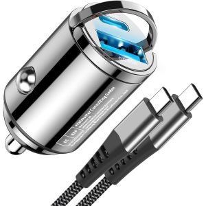 Usb C Car Cigarette Lighter 90 W, Usb C Car Charger Fast Usb Cigarette Lighter Charger Adapter Usb C Car Phone Charger With Cable For Iphone 15 Pro Max, Samsung S23 S22 S21 - Neuf