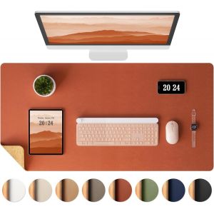 KALANKA-Sous-main en liège,Tapis de Bureau double face en liège naturel & cuir PU,tapis de souris/protection de table,facile à nettoyer,imperméable pour bureau/maison (Brun d'érable,65x35cm) - Neuf